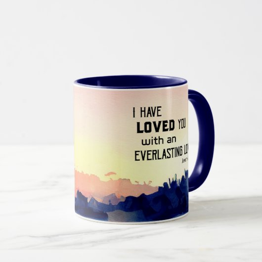 Mug Jérémie 31:3 Je vous ai aimés Bible Verse (Devant droit)