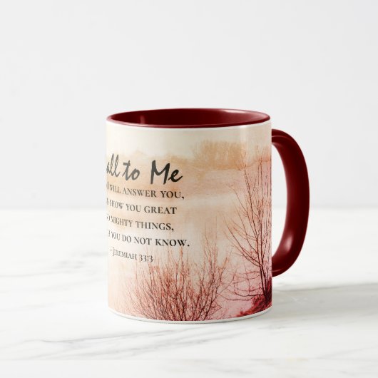 Mug Jérémie 33:3 Appelle-Moi et Je Te Répondrai (Devant droit)
