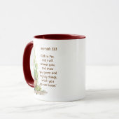 Mug Jérémie 33:3 Appelle-Moi Verset Biblique Roitelet  (Devant gauche)