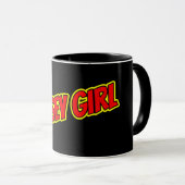 Mug Jersey de bande dessinée rouge et jaune (Devant droit)