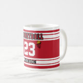 Mug Jersey de basket-ball rouge et blanc foncé (Devant droit)