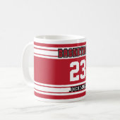 Mug Jersey de basket-ball rouge et blanc foncé (Devant gauche)