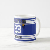 Mug Jersey de basketball bleu foncé et blanc (Devant droit)