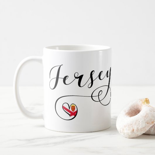 Mug Jersey Flag Heart, Îles Anglo-Normandes (Avec donut)