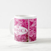 Mug "Jessica" Élégante Hydrangée Rose Florale Lettres (Devant gauche)
