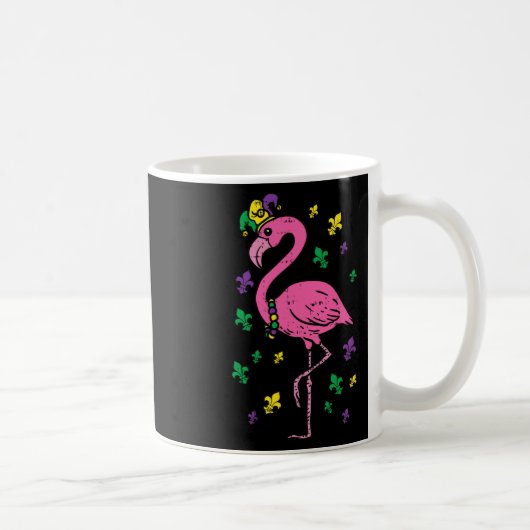 Mug Jester Flamant rose rose Oiseau mignonne Mardi Gra (Droite)