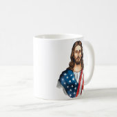 Mug Jésus artistique avec drapeau américain (Devant droit)