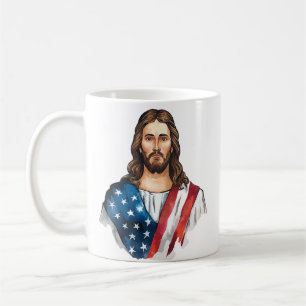 Mug Jésus artistique avec drapeau américain