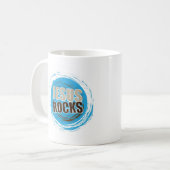 Mug Jésus bascule 4 bleus et chocolat (Devant gauche)