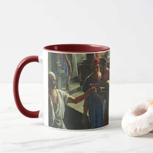 Mug Jésus-Christ au mariage de Cana, eau en vin (Avec donut)