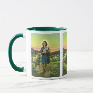 Mug Jésus-Christ berger vintage avec un agneau bébé