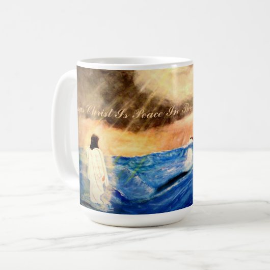 Mug "Jésus-Christ est la paix au milieu d'une tempête" (Devant gauche)