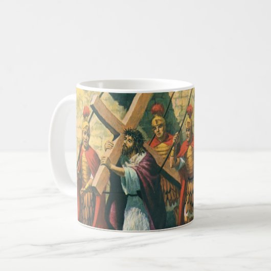 Mug Jésus Christ Portant la Croix à sa Crucifixion (Devant gauche)