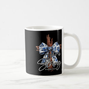 Mug Jesus Cross Floral Blue Coquette Bow Elle Est Fort