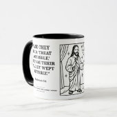 Mug Jésus debout - versets de journal drôles - Blessur (Devant gauche)