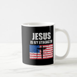 Mug Jésus Est Ma Force Drapeau Usa Croix Chrétienne Ar
