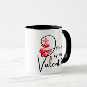 Mug Jésus est mon coeur rouge de Saint Valentin (Devant droit)
