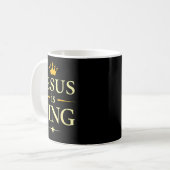Mug Jésus Est Roi _ Conception De Foi Chrétienne (Devant gauche)