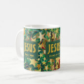 Mug JESUS Louer le culte Adore les étoiles Noël (Devant gauche)