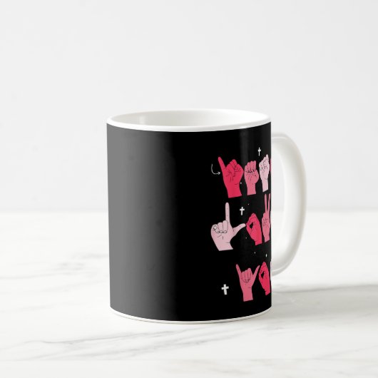 Mug Jesus Loves You Asl Sign Language Christian Valent (Devant droit)