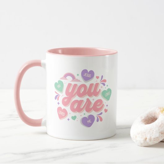 Mug Jesus Loves You heart rainbow (Avec donut)