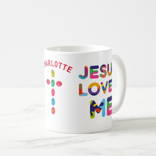 Mug Jésus M'Aime Colorée Personnalisable (Devant droit)