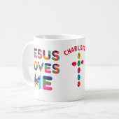 Mug Jésus M'Aime Colorée Personnalisable (Devant gauche)