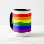 Mug "Jésus m'aime.  Je suis gai. " (Devant gauche)