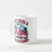 Mug Jésus Mèmes Drôle, Jésus Dirige Un Dinosaure Rose (Devant gauche)