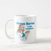 Mug Jésus sauve avec des bons de réduction (Gauche)
