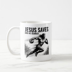 Mug Jésus Sauve et Il Marque - Jésus Mème de Football