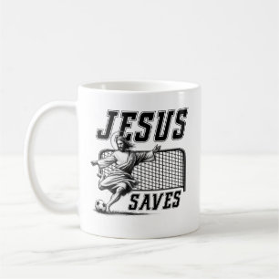 Mug Jésus Sauve et Marque - Mème de Foot Jésus Drôle