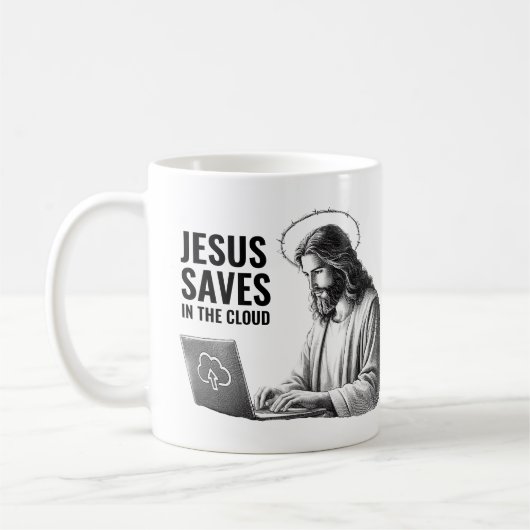 Mug Jesus Saves in the Cloud - Funny Jesus Meme (Gauche)