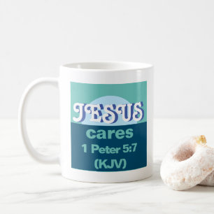 Mug Jésus S'En Soucie. 1 Pierre 5:7 (KJV) - Bleu océan