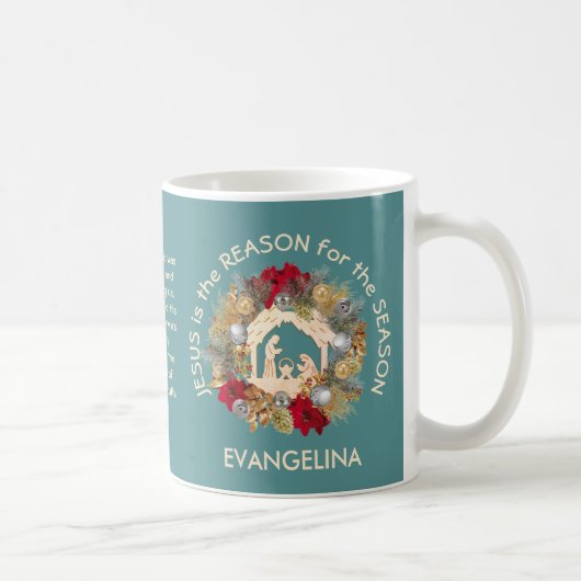 Mug JÉSUS turquoise EST LA RAISON DE Noël (Droite)