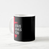 Mug Jésus vous aime conception chrétienne d'amour croi (Devant gauche)