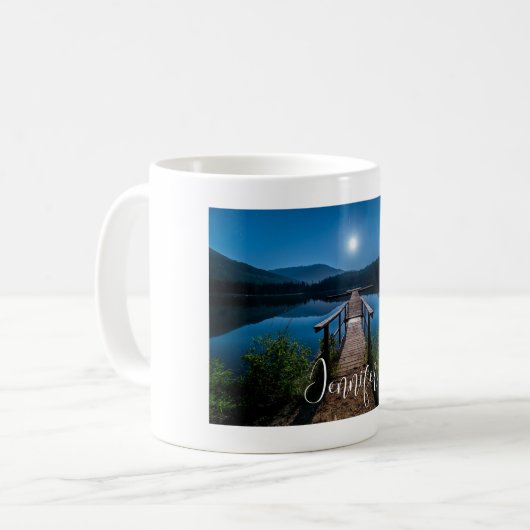 Mug Jetée de nuit sous une Pleine lune (Devant gauche)