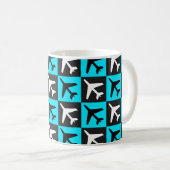 Mug Jets d'aviation bleu géométrique (Devant droit)