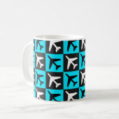 Mug Jets d'aviation bleu géométrique (Devant gauche)
