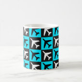 Mug Jets d'aviation bleu géométrique (Centre)
