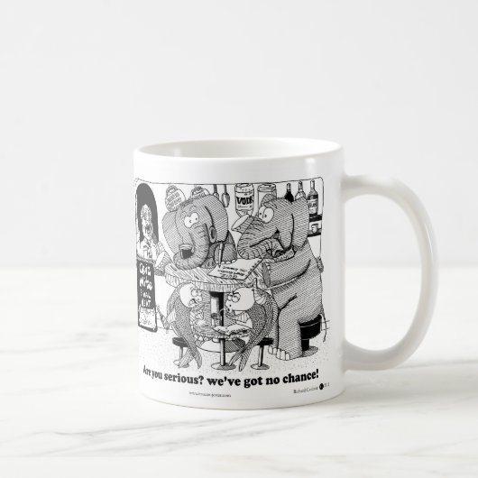 Mug Jeu-concours de pub d'éléphants et de poisson (Droite)