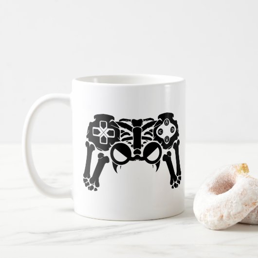 Mug Jeu de contrôleur de squelette Éffrayant Halloween (Avec donut)