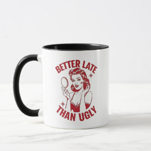 Mug jeu de maquillage drôle, humour glam girl, tard ma