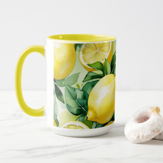Mug Jeu de mariée bleu citron moderne (Avec donut)