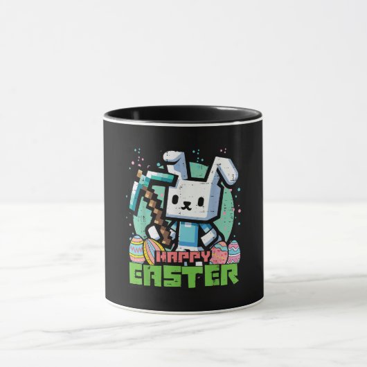 Mug Jeu de pixels de lapin de Pâques heureux  (Centre)
