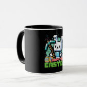 Mug Jeu de pixels de lapin de Pâques heureux  (Devant gauche)