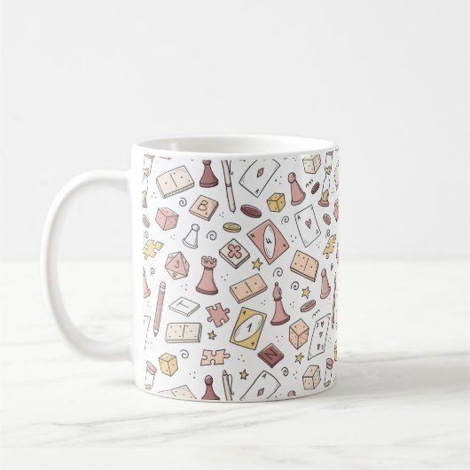 Mug Jeu de plateau classique main tiré Motif sans cout (Gauche)
