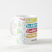 Mug Jeu DORMIR DE JEU DE JEUX RÉPÉTER - texte de perso (Devant gauche)