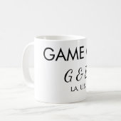 Mug Jeu sur ajouter le nom du couple lieu de la fête d (Devant gauche)