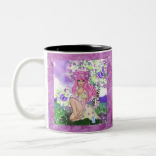 Mug Jeune fille assise avec PurplelPapillons